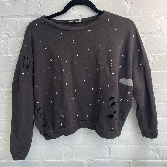 Chloe & Katie Distressed Paint Splatter Sweatshirt - Picture 1 of 5